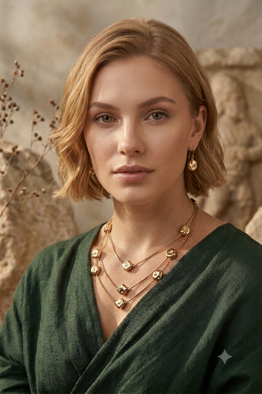 he Manasa Triple-Layer Necklace & Earring Set