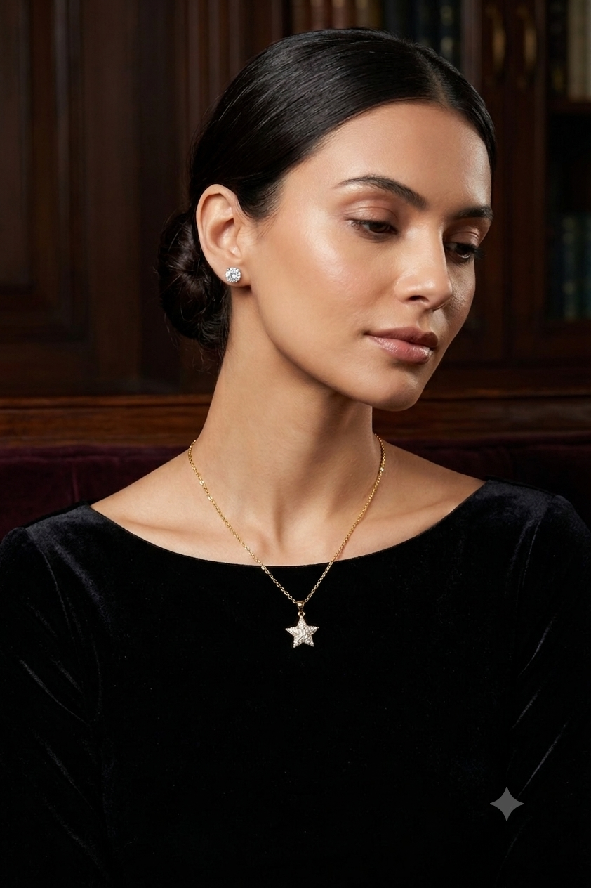 Luxury Golden Chain with Gold Stone Star Pendant