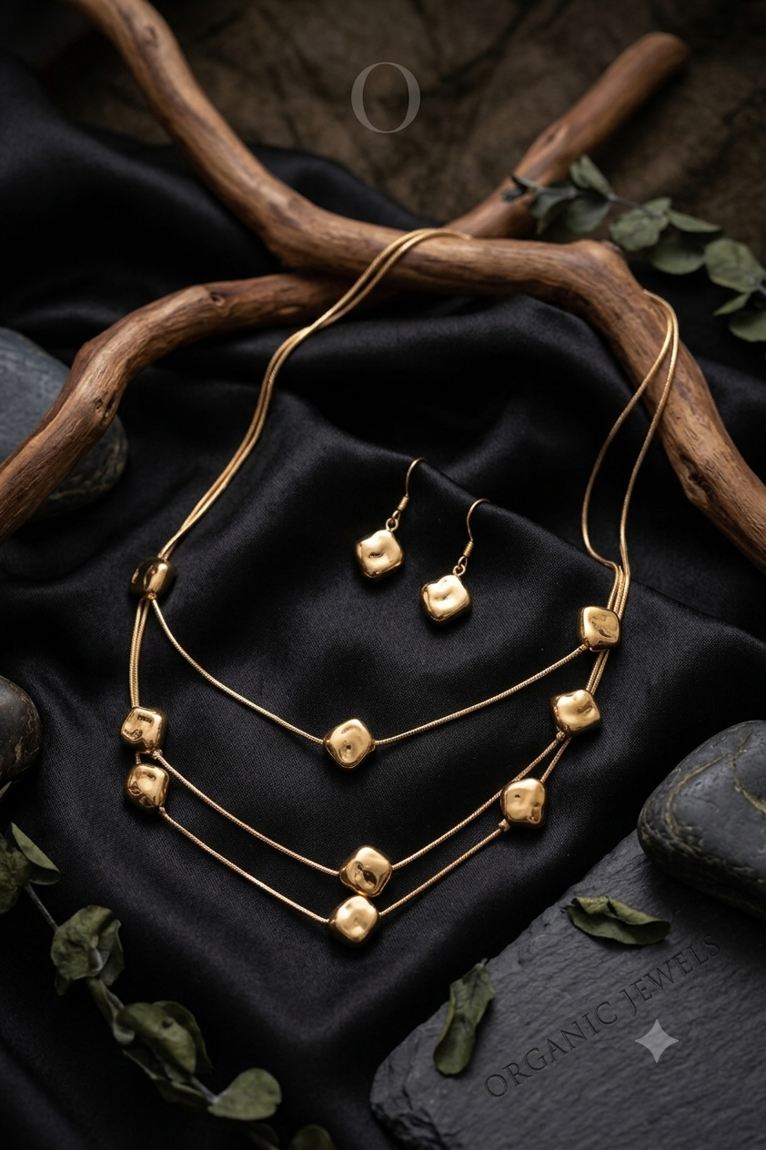 he Manasa Triple-Layer Necklace & Earring Set